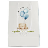 Minimaal Chic Blue Bearly Wachtballon Baby shower Medium Cadeauzakje (Achterkant)