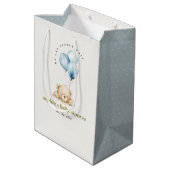 Minimaal Chic Blue Bearly Wachtballon Baby shower Medium Cadeauzakje (Achterkant Gekanteld)