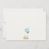 Minimaal Chic Blue Bearly Wachtballon Baby shower Notitiekaartje (Achterkant)