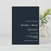Minimaal Chic Dark Blue | Typografie Wedding Kaart (Staand voorkant)