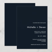 Minimaal Chic Dark Blue | Typografie Wedding Kaart (Voorkant / Achterkant)