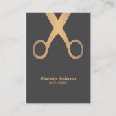 Minimaal Chic Gray Faux Gold Scissor Hair Stylist Visitekaartje (Voorkant)