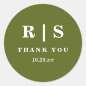 Minimaal & Chic | Groene Monogram Trouwsticker Ronde Sticker (Voorkant)