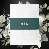 Minimaal Chic Jager Groen & Wit Monogram Trouwen Uitnodigingen Wikkel