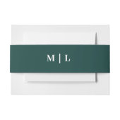 Minimaal Chic Jager Groen & Wit Monogram Trouwen Uitnodigingen Wikkel (Voorkant Voorbeeld)