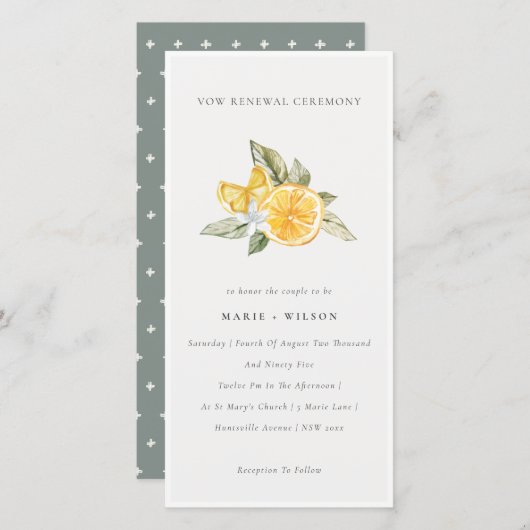 Minimaal Chic Lemon Boho Fauna Vow Renewal Invite Bedankkaart (Voorkant / Achterkant)