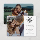 Minimaal Chic Monogram 2 Photo Wedding Bedankkaart (Voorkant / Achterkant)