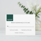 Minimaal Chic Monogram Emerald Green Modern Weddin RSVP Kaartje (Staand voorkant)