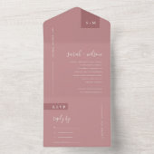 MINIMAAL CHIC SCANDI DUSKY ROOS PINK BLUSH WEDING ALL IN ONE UITNODIGING (Binnen)