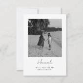 Minimaal Chic Script Foto Bruidsmeisje Voorstelkaa Kaart (Voorkant)