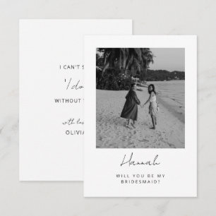 Minimaal Chic Script Foto Bruidsmeisje Voorstelkaa Kaart