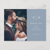 Minimaal Chic | White on Dusty Blue Photo Briefkaart (Voorkant)