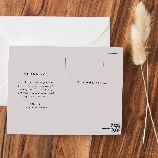 Minimaal Chic | Zachte grijs en zwarte foto bedank Briefkaart