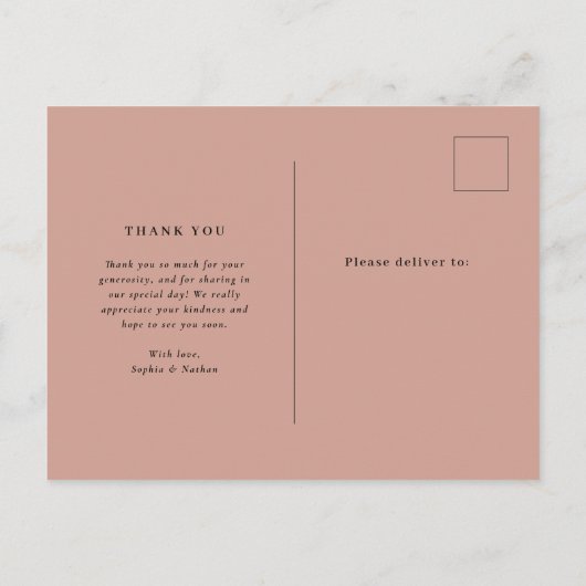 Minimaal Chic | Zwart op Terracotta Foto bedankt Briefkaart (Achterkant)