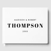 Minimaal Chic Zwart-wit Monogram Vet Trouwen Gastenboek (Voorkant)