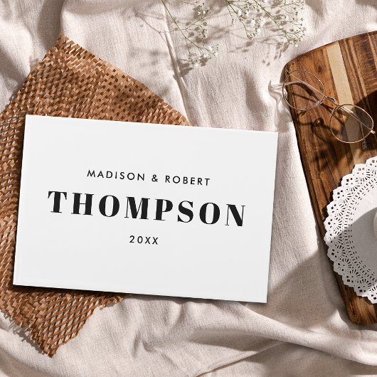 Minimaal Chic Zwart-wit Monogram Vet Trouwen Gastenboek