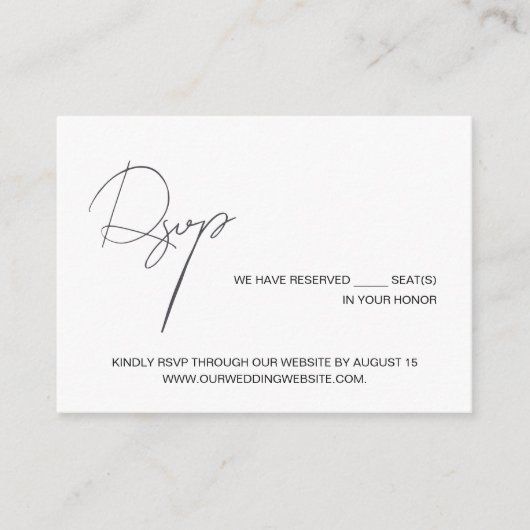 Minimaal Chic zwart Wit QR code bruiloft Informatiekaartje (Voorkant)