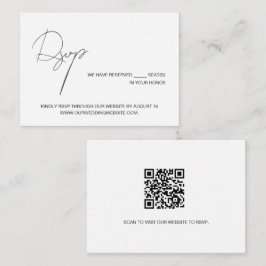 Minimaal Chic zwart Wit QR code bruiloft Informatiekaartje
