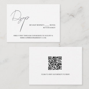 Minimaal Chic zwart Wit QR code bruiloft Informatiekaartje