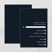 Minimaal chique donkerblauw | RSVP Maaltijdkeuze (Voorkant / Achterkant)