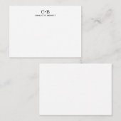 Minimaal Chique zwart-wit monogram Notitiekaartje (Voorkant / Achterkant)