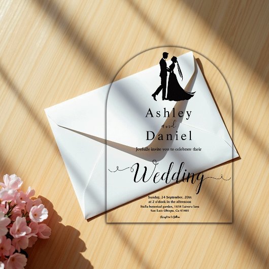 Minimaal chique | Zwart-Wit | Romantische bruiloft Acryl Uitnodigingen