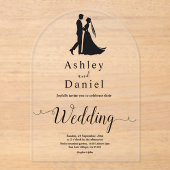 Minimaal chique | Zwart-Wit | Romantische bruiloft Acryl Uitnodigingen (Voorkant)