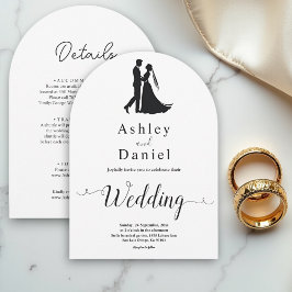 Minimaal chique | Zwart-Wit | Romantische bruiloft Kaart