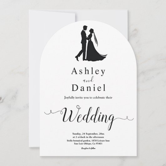 Minimaal chique | Zwart-Wit | Romantische bruiloft Kaart (Voorkant)