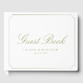 Minimaal Citrus Groen Elegant Trouwgastenboek Gastenboek