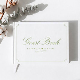 Minimaal Citrus Groen Elegant Trouwgastenboek Gastenboek