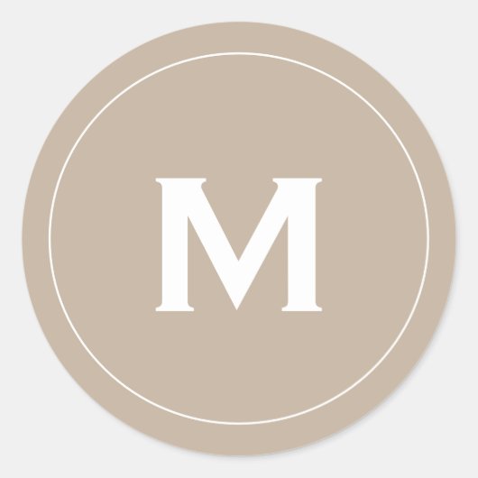 Minimaal Classic Block Monogram Ronde Sticker (Voorkant)