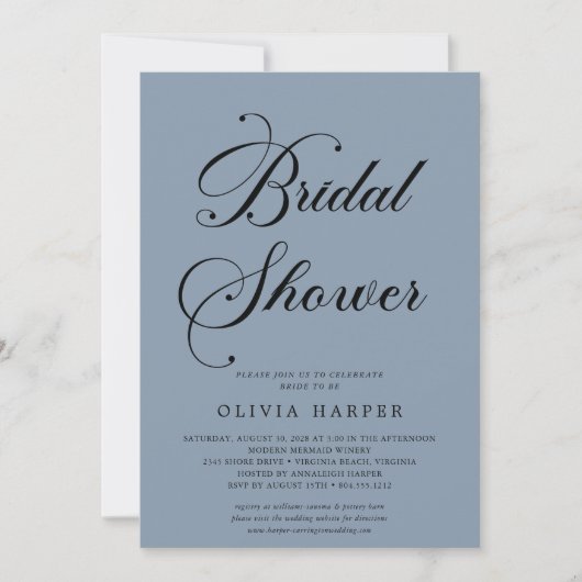 Minimaal Classic Dusty Blue Script-Vrijgezellenfee Kaart (Voorkant)