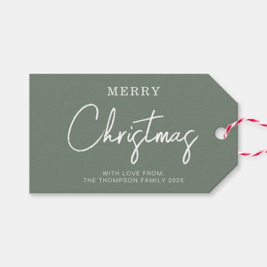 Minimaal Classic Green Kerstfeestay Gift-Labels Cadeaulabel (Voorkant (Horizontaal))