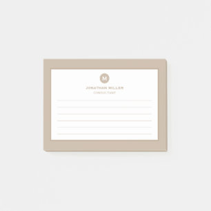 Minimaal Classic Monogram Lijnbeige Post-it® Notes