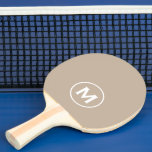 Minimaal Classic Monogram Tafeltennisbatje<br><div class="desc">Het minimale monogrammed-ontwerp biedt uw initialen en naam in witte typografie op een beige achtergrond voor een schone,  stijlvolle look.</div>