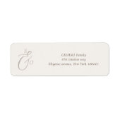 Minimaal Cocoa Bruin Monogram Trouwadreslabel Etiket (Voorkant)