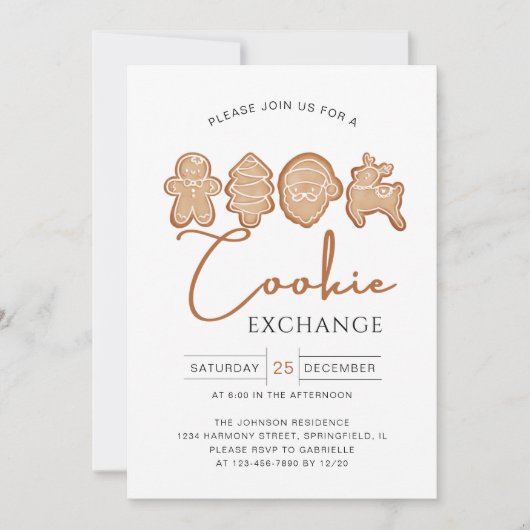 Minimaal Cookie Exchange Gingerbread Vakantie Part Kaart (Voorkant)