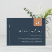 MINIMAAL COOL NAVY RUST ORANJE TYPOGRAPHY WEDING BEDANKKAART (Staand voorkant)