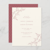 Minimaal crème en muts rood-olievlek uitnodiging briefkaart (Voorkant / Achterkant)