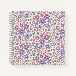 minimaal crème grillige bloempatroon notitieboek