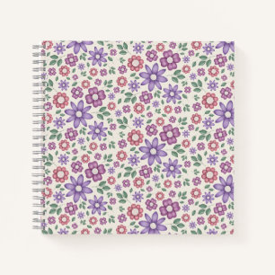 minimaal crème grillige bloempatroon notitieboek