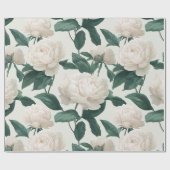 Minimaal Crème Pioen Wit Bloemmotief Cadeaupapier (Vlak)