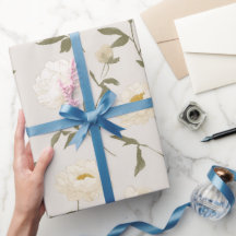 Minimaal Crème Pioen Witte Bloemmotief