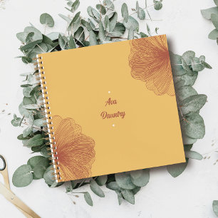 Minimaal Cute Chic Elegant Bloemig Mosterdgeel Notitieboek