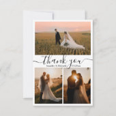minimaal dank u 3 foto's collage bruiloft kaart (Voorkant)