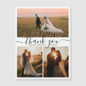 minimaal dank u 3 foto's collage bruiloft magneet (Voorkant)