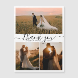 minimaal dank u 3 foto's collage bruiloft magneet