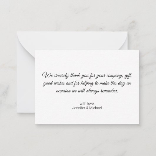 minimaal dank u handgeschreven trouwfoto notitiekaartje (Achterkant)