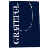 Minimaal DANKBAAR | Marineblauwe Kerst Medium Cadeauzakje (Voorkant)